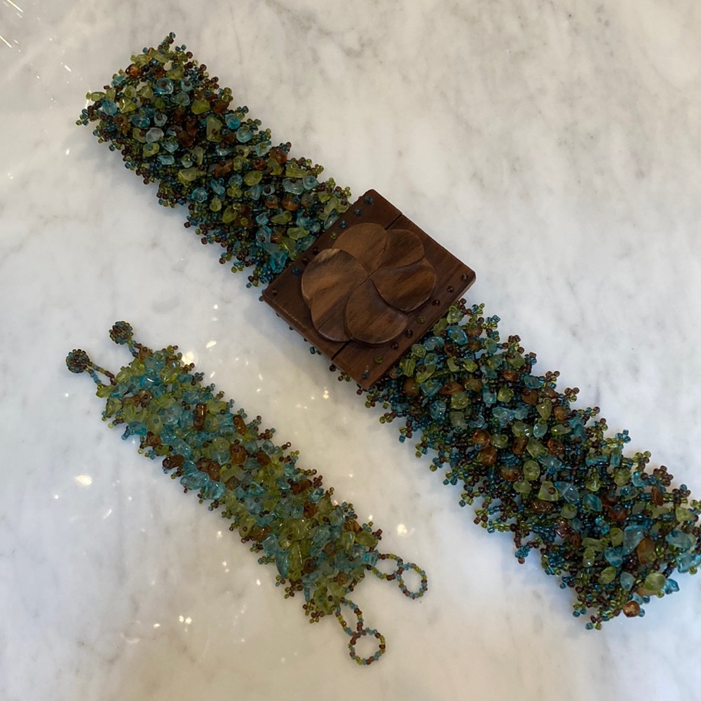Glass belt and bracelet